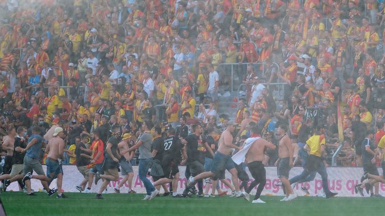 Lens vs Lille crowd trouble (AP)