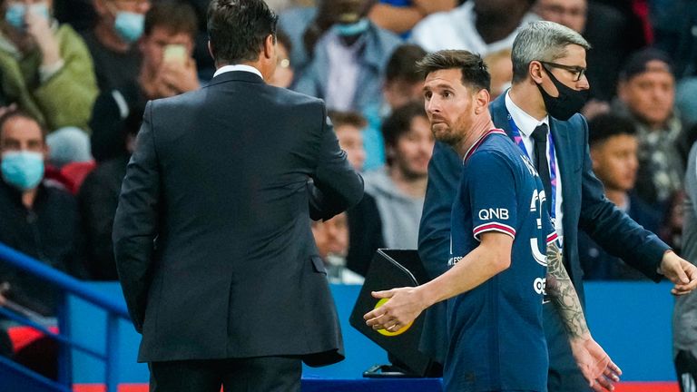 Lionel Messi looked puzzled as he was brought off by Mauricio Pochettino in the 76th minute with the score at 1-1