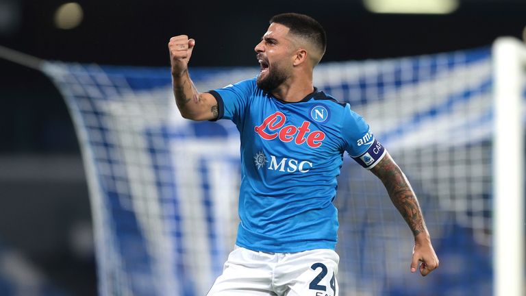 Lorenzo Insigne celebrates scoring for Napoli