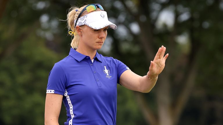 Sagstrom admitted it was a tough battle as she controversially lost her fourballs match at the Solheim Cup