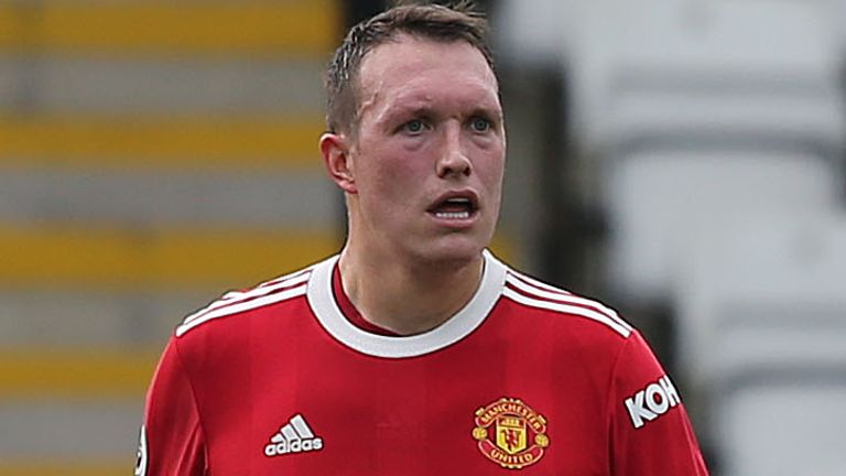 Phil Jones in Manchester United U23s action against Brighton earlier this month