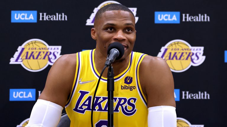 Russell Westbrook at the Los Angeles Lakers media day