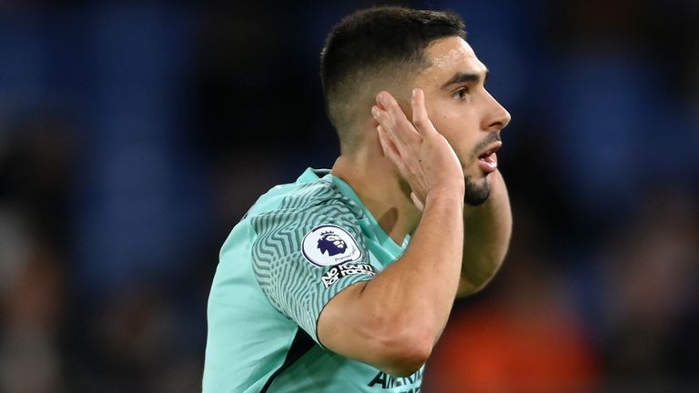 Neal Maupay celebrates his equaliser for Brighton vs Crystal Palace
