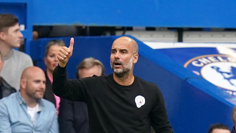 PA - Pep Guardiola gestures during Manchester City&#39;s 1-0 win at Chelsea
