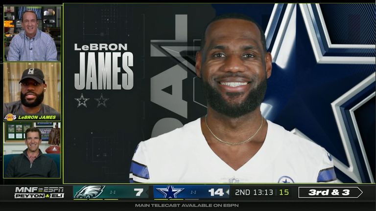 LeBron James joined the Manning brothers on Monday Night Football