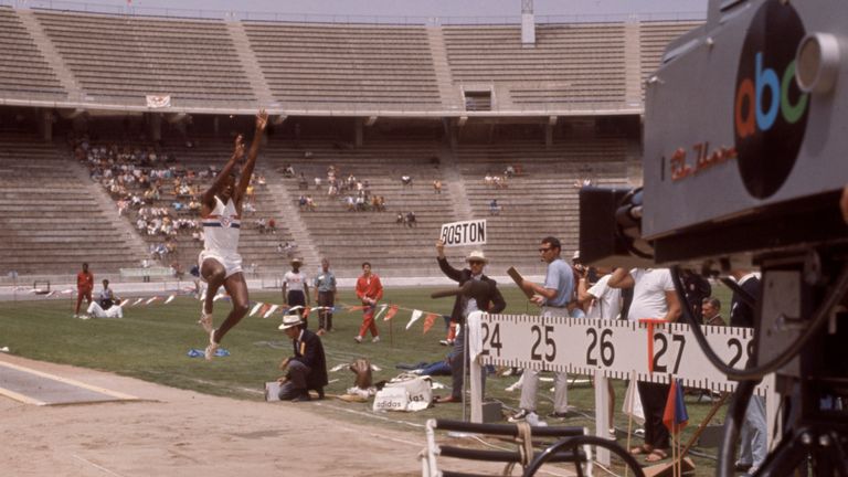 Mexico City, Mexico - 1968: Ralph Boston competing in the Men's long jump event at the 1968 Summer Olympics / Games of the XIX Olympiad, Estadio Ol..mpico Universitario. (Photo by ABC via Getty Images)