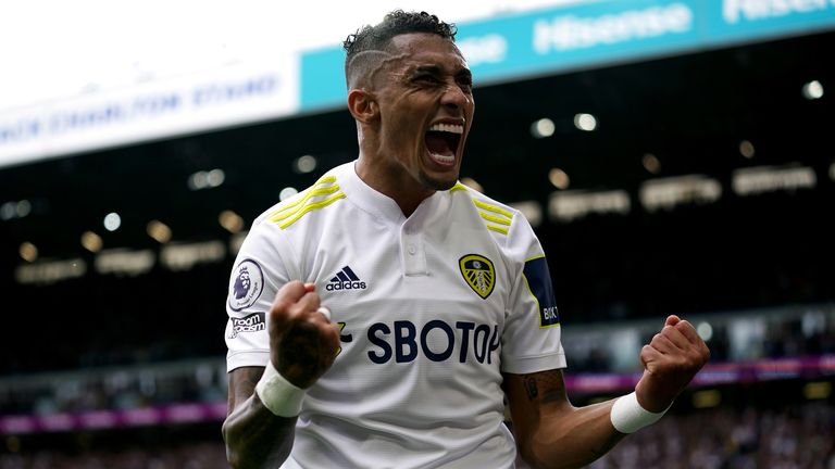 Leeds United's Raphinha celebrates scoring the opening goal