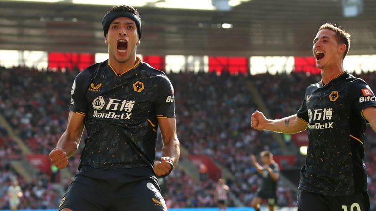 Raul Jimenez celebrates his opener