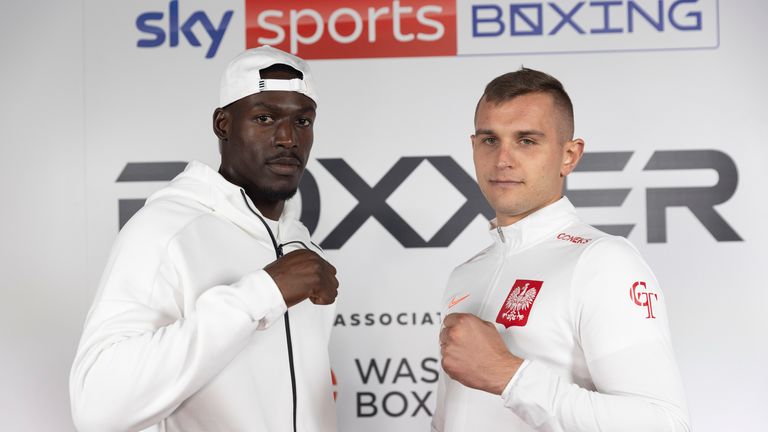 CHAMPIONSHIP BOXING PRESS CONFERENCE.TROUBADOUR WEMBLEY PARK THEATRE.PIC;LAWRENCE LUSTIG.RICHARD RIAKPORHE AND KRZYSTOF TWARDOWSKI COME FACE TO FACE BEFORE THEY MEET ON BOXXER PROMOTIONS FIGHT NIGHT AT THE SSE ARENA ,WEMBLEY ON SATURDAY NIGHT(OCTOBER 2ND) LIVE ON SKY SPORTS