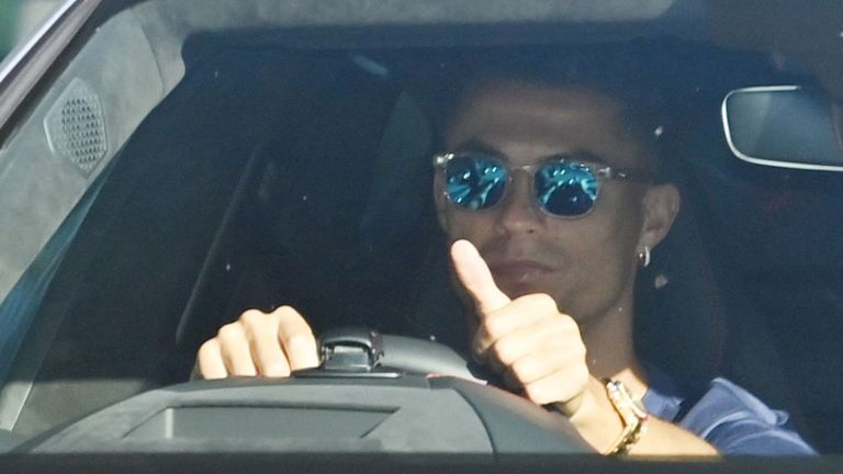 Cristiano Ronaldo: Manchester United forward all smiles as he arrives for training ahead of potential second debut