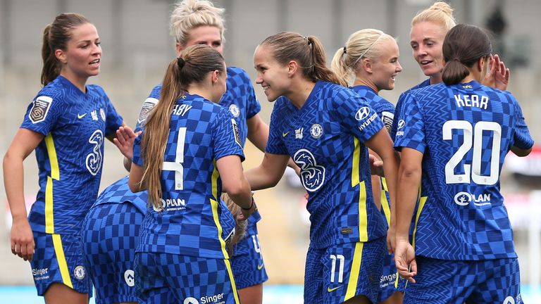 Chelsea hit Manchester United Women for six in the WSL on Sunday