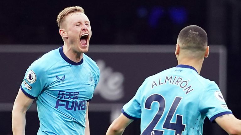 Newcastle United's Sean Longstaff celebrates scoring their side's first goal of the game