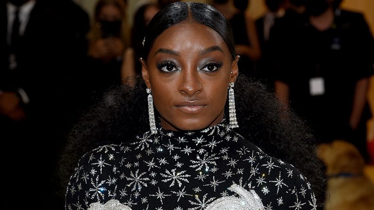 US gymnast Simone Biles attends the Met Gala celebrating the opening of the "In America: A Lexicon of Fashion" exhibition