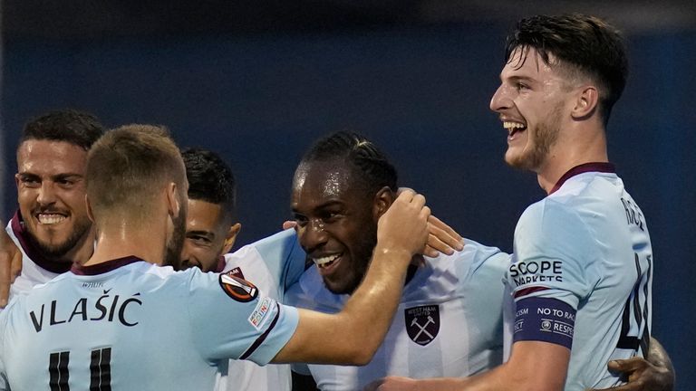 West Ham celebrate a goal in the Europa League