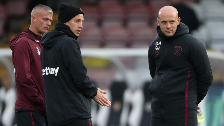 Olli Harder&#39;s backroom staff includes Paul Konchesky (far left)