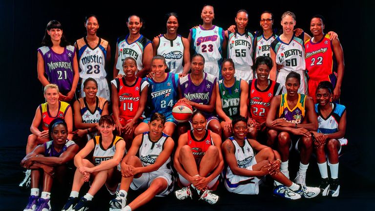Ticha Penicheiro (top left) and Ruthie Bolton (bottom left) as part of the 1999 All-Star Game