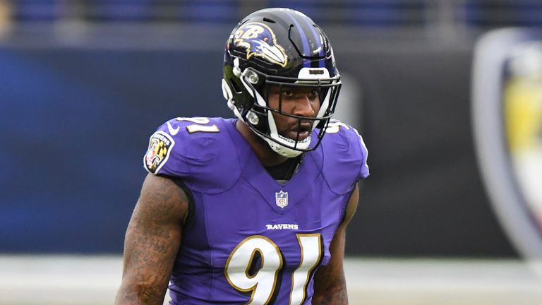 Yannick Ngakoue in action for the Ravens 