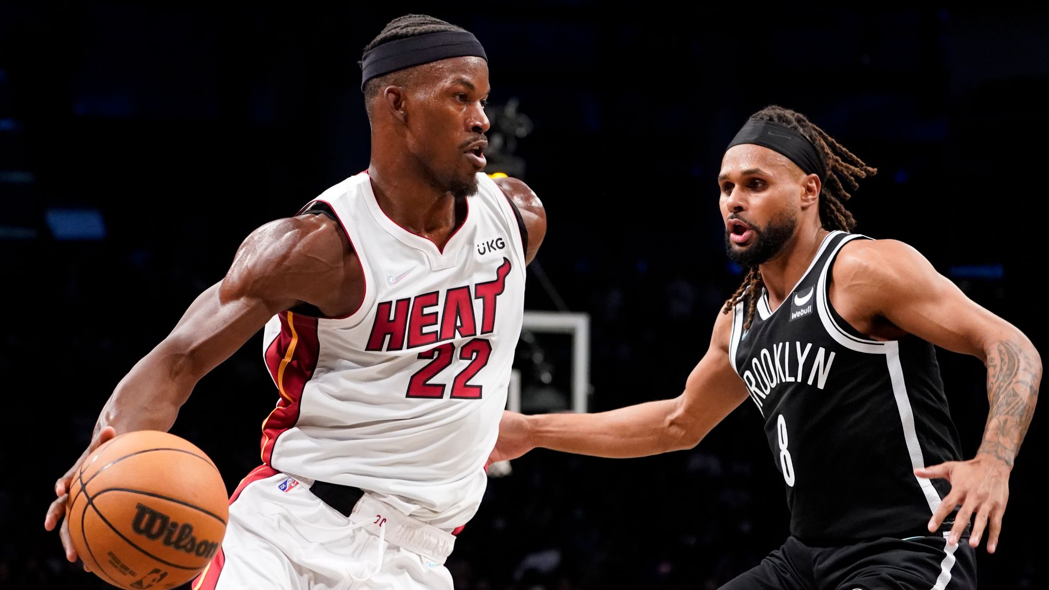 Nets' Patty Mills gets advice from Joe Harris on 3-point contest