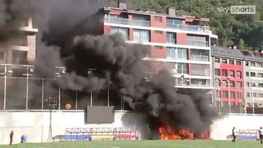 Fire breaks out during LIVE report at stadium due to host Andorra