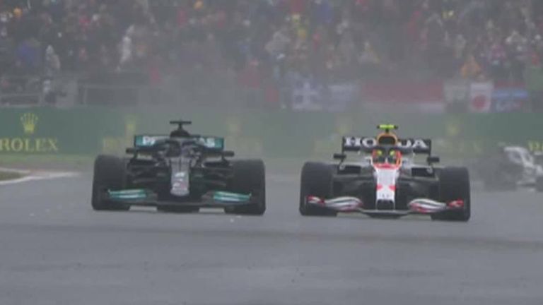 Lewis Hamilton and Sergio Perez go toe-to-toe for several corners in some classic racing during the Turkish GP.