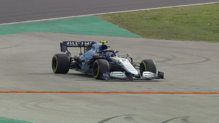 Latifi loses the back end at Turn 9