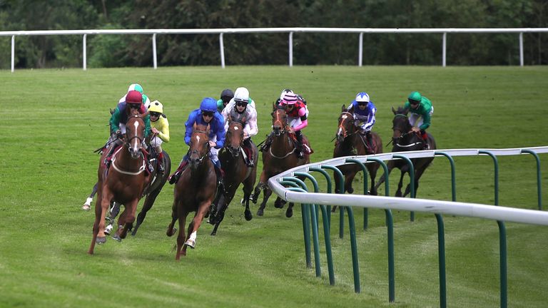 William Buick riding Albahr to victory at Haydock