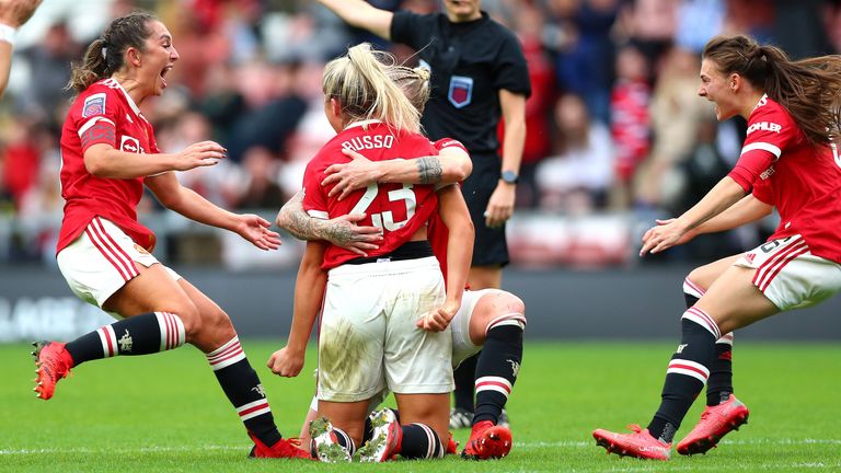 Alessia Russo celebrates scoring of Manchester United's second goal