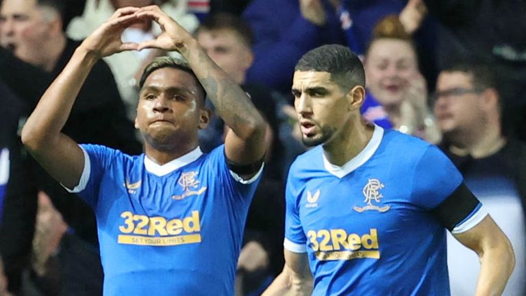 Alfredo Morelos' powerful header pulled a goal back for Rangers in the first half