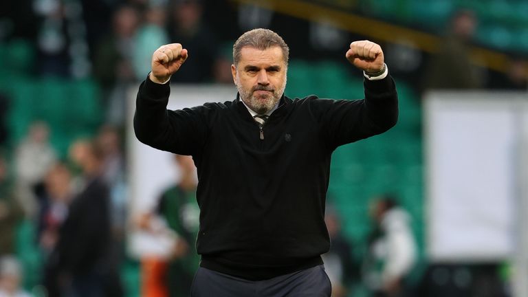 GLASGOW, SCOTLAND - OCTOBER 19: Celtic Manager Ange Postecoglou at Full Time during a Europa League Group Stage match between Celtic and Ferencvaros at Celtic Park on October 19, 2021, in Glasgow, Scotland.  (Photo by Alan Harvey / SNS Group)