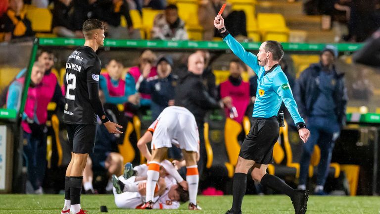 Livingston's Ben Williamson was sent off late in the first half