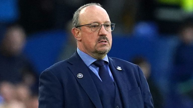 Everton manager Rafael Benitez during the Premier League match at Liverpool's Goodison Park.  Image date: Saturday October 23, 2021.