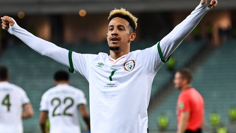 Callum Robinson celebrates after giving Republic of Ireland the lead in Azerbaijan