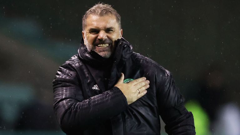 Celtic manager Ange Postecoglou celebrates at full time