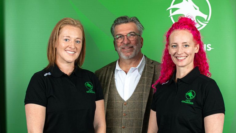 Sarah Jones (Wales Netball CEO), Chris Bennett (Creative Director of DNA) and Danielle Titmuss-Morris (Celtic Dragons Head Coach).