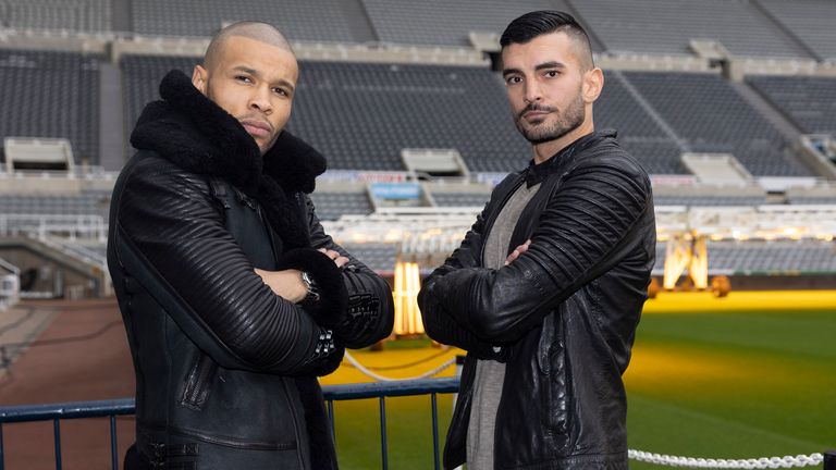 CHAMPIONSHIP BOXING PRESS CONFERENCE.ST,JAMES...S PARK,.NEWCASTLE.PIC;LAWRENCE LUSTIG.CHRIS EUBANK JR AND WANIK AWDIJAN    COME FACE TO FACE BEFORE THEY MEET ON THE BOXXER PROMOTION AT THE UTILITA ARENA ON SATURDAY NIGHT (16-10-21).