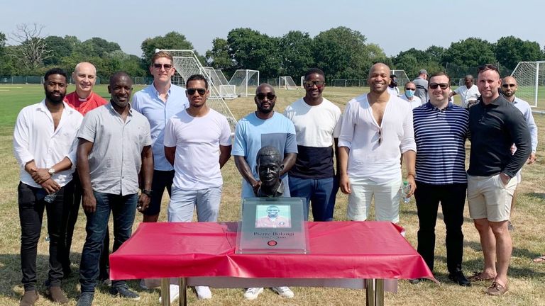 Chris Powell and Kevin George were among those at the memorial to former Charlton Athletic youth-team player Pierre Bolangi