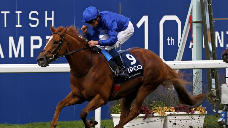 Creative Force wins the Champions Sprint at Ascot under William Buick