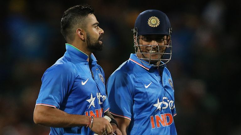 India&#39;s Virat Kohli (L) walks off with MS Dhoni at the T20 World Cup in 2016 (Associated Press)