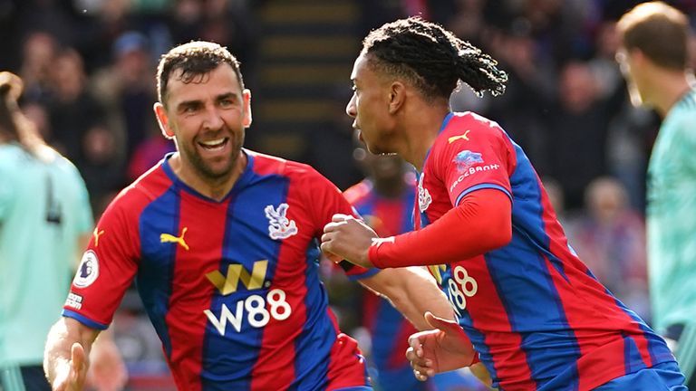 Michael Olise celebrates his goal against Leicester