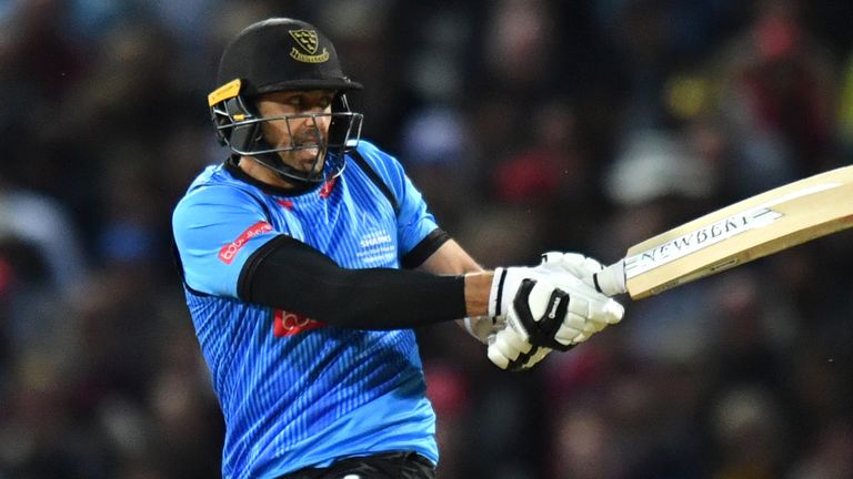 Sussex Sharks&#39; David Wiese bats during the Vitality T20 Blast Final on Finals Day at Edgbaston,…