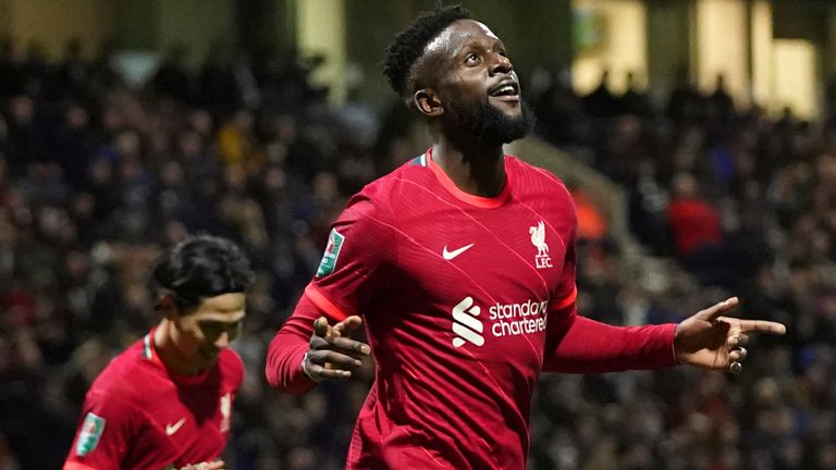 Divock Origi celebrates doubling Liverpool&#39;s lead