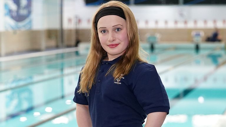 Paralympic GB swimmer Ellie Robinson, during the Paralympic Swimming team announcement at Manchester Aquatics Centre, Manchester. Picture date: Wednesday June 30, 2021.