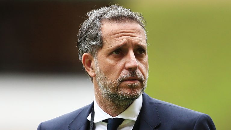 WOLVERHAMPTON, ENGLAND - AUGUST 22: Tottenham Hotspur Director of Football, Fabio Paratici looks on before the Premier League match between Wolverhampton Wanderers and Tottenham Hotspur at Molineux on August 22, 2021 in Wolverhampton, England. (Photo by Simon Stacpoole/Offside/Offside via Getty Images)