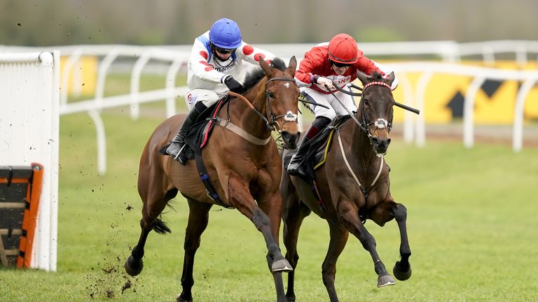 Gowel Road (right) beats Good Ball in a novices&#39; hurdle at Newbury