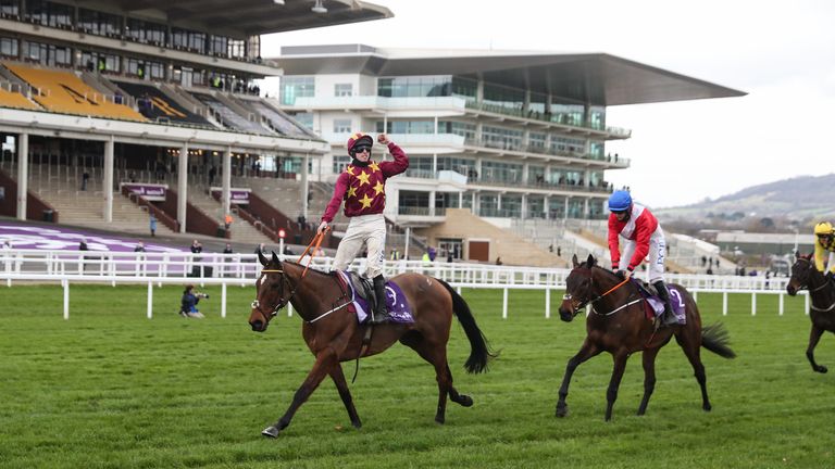 Jack Kennedy wins the Cheltenham Gold Cup on Minella Indo