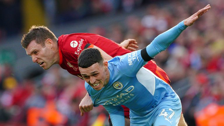 James Milner was shown a yellow card for a first-half foul on Phil Foden but then escaped a second booking for tripping Bernardo Silva after half-time