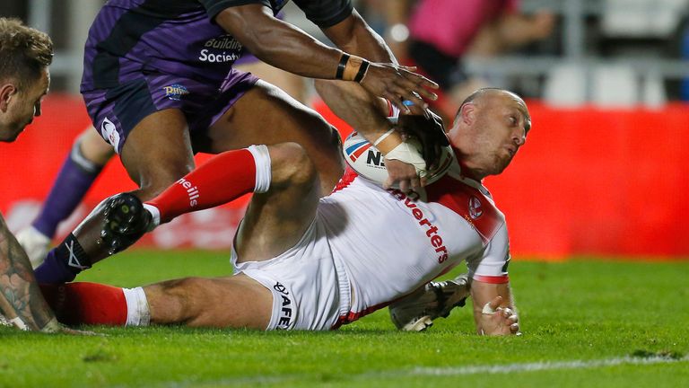Saints skipper James Roby notched his first of the season for St Helens' second try 
