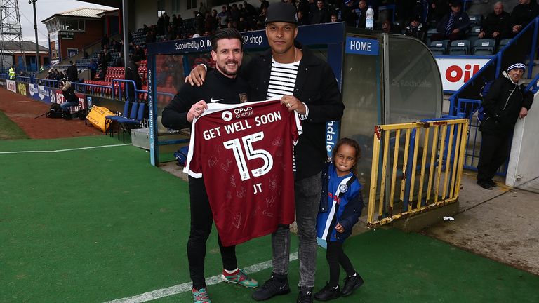 Joe Thompson during the Sky Bet League One match between Rochdale and Northampton Town at Spotland Stadium on April 1, 2017 in Rochdale, England.