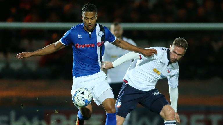 Joe Thompson in action for Rochdale against Bolton