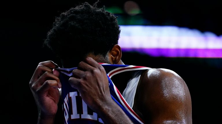 Joel Embiid was in noticeable discomfort throughout the game